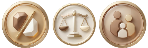 Ícones representando assessoria jurídica internacional em família