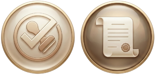 Ícones representando reconhecimento de decisões estrangeiras