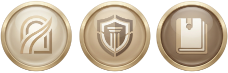 Ícones representando decisões jurídicas estratégicas