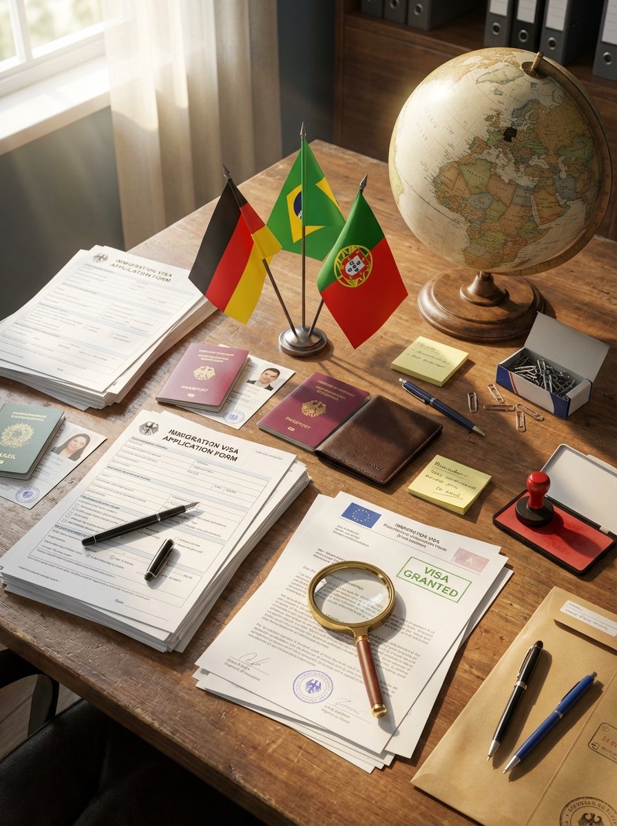 Mesa escritório advocacia visto e imigração Alemanha